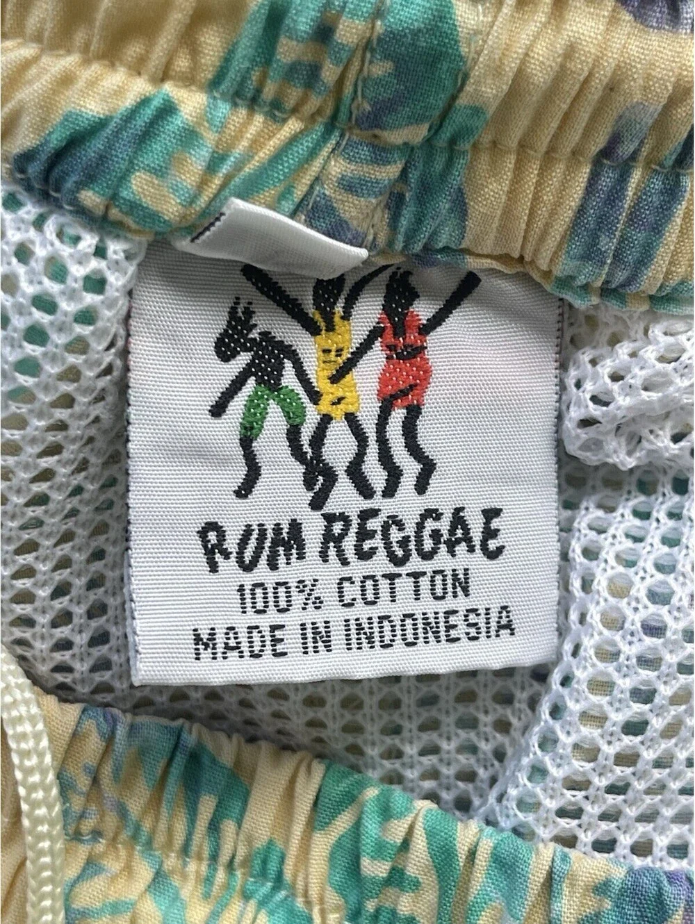 RUM REGGAE Men’s Shorts Green Water Swim Sz XL Back Pocket Hippie.